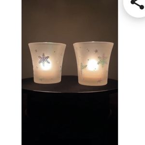 PartyLite vintage Snowy Nights Votive holder pair